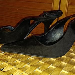 Enzo Anglioni Eazaira Black Suede Slingback Size 9.5